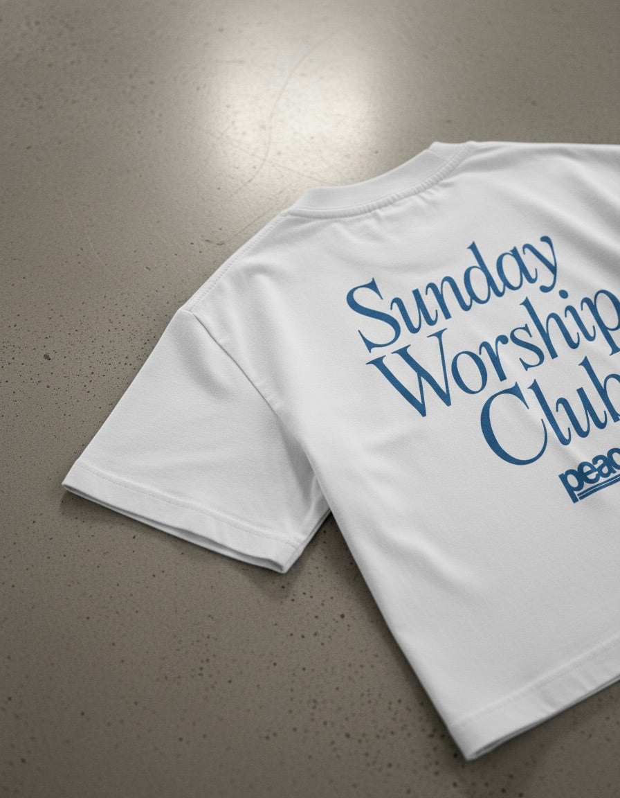 Sunday Worship Club Boxy Tee White | Peace®