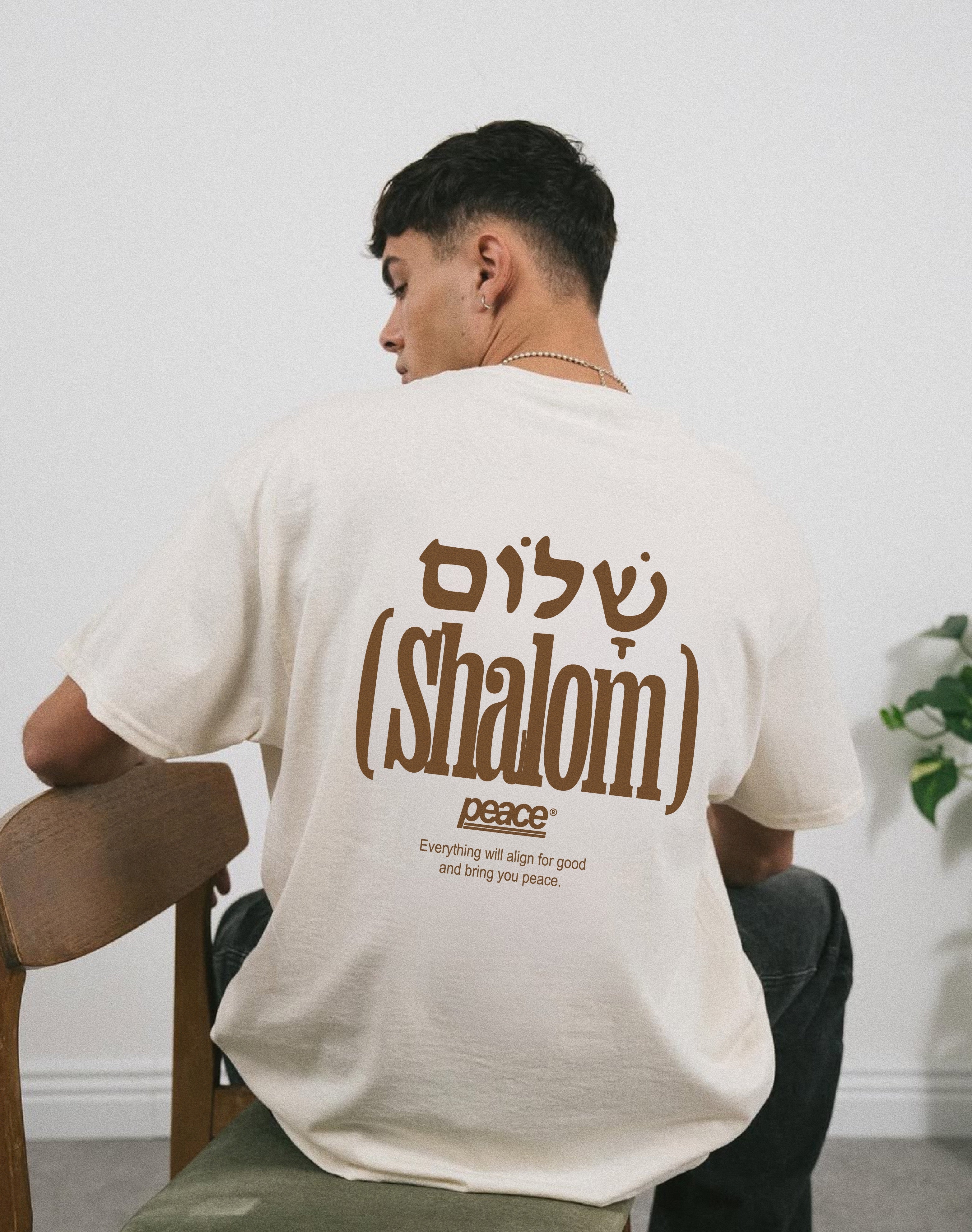 Shalom Official Beige Loose Fit Tee | Peace® PEACE STORE