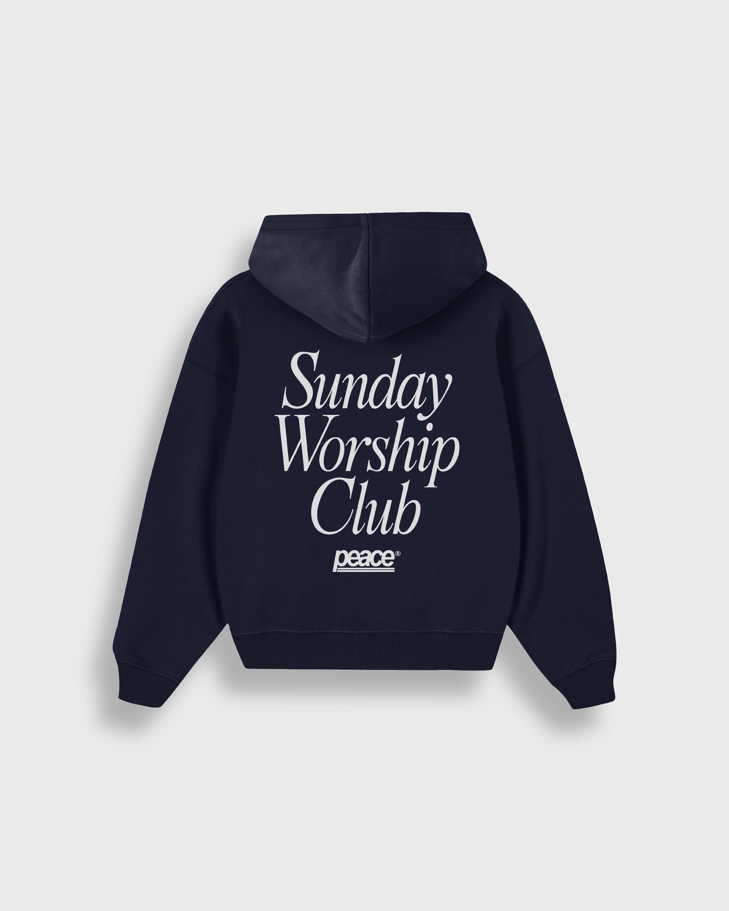 Sunday Worship Club Navy Blue Oversized Heavyweight Hoodie | Peace® ODMPOD