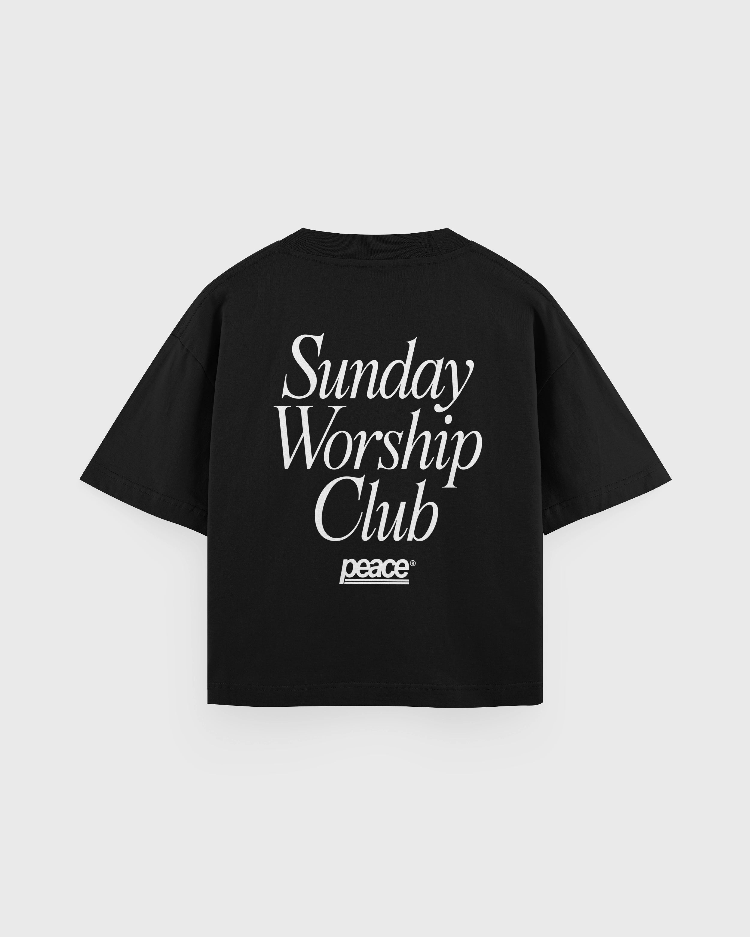 Sunday Worship Club Boxy Tee Black | Peace® ODMPOD