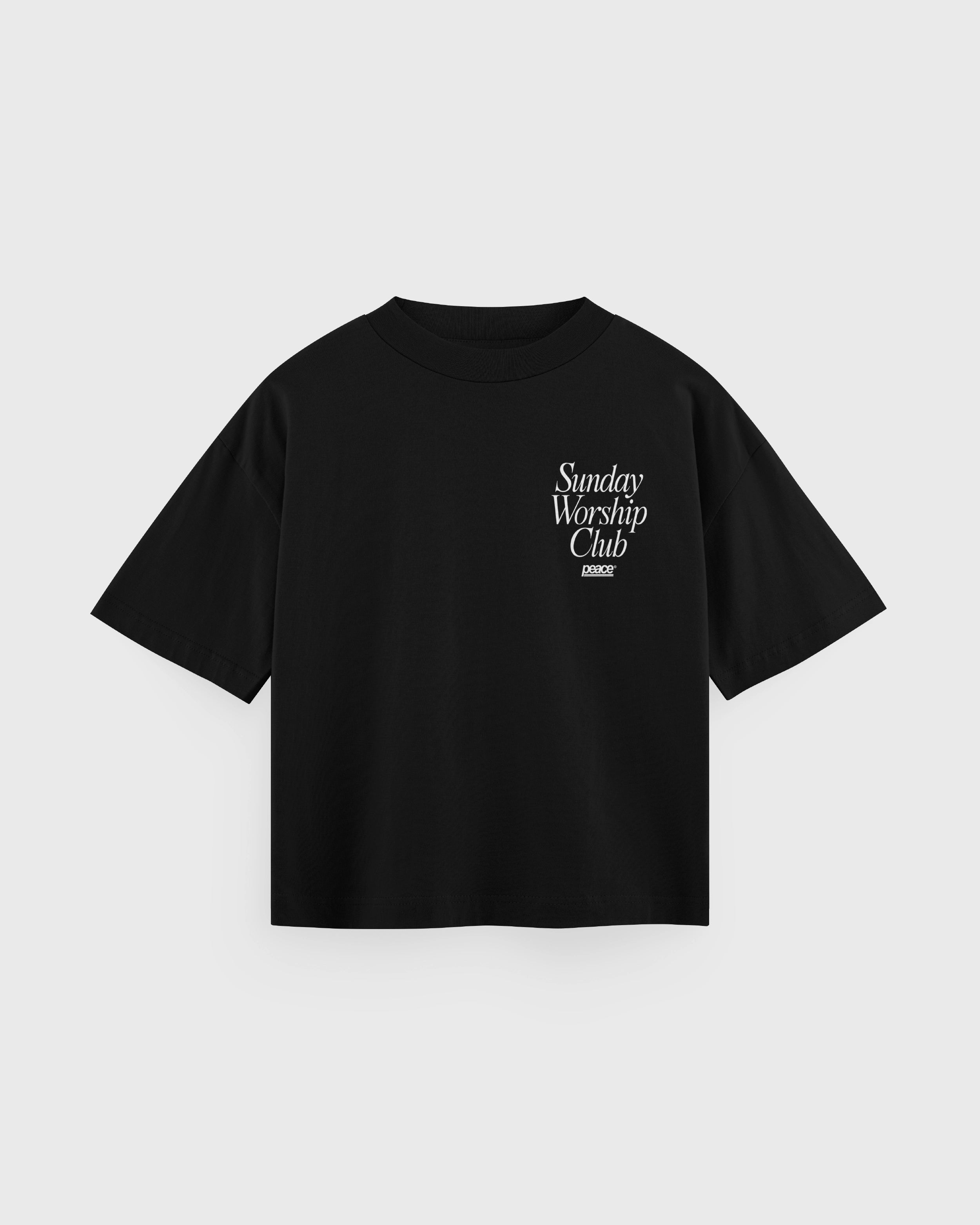Sunday Worship Club Boxy Tee Black | Peace® ODMPOD