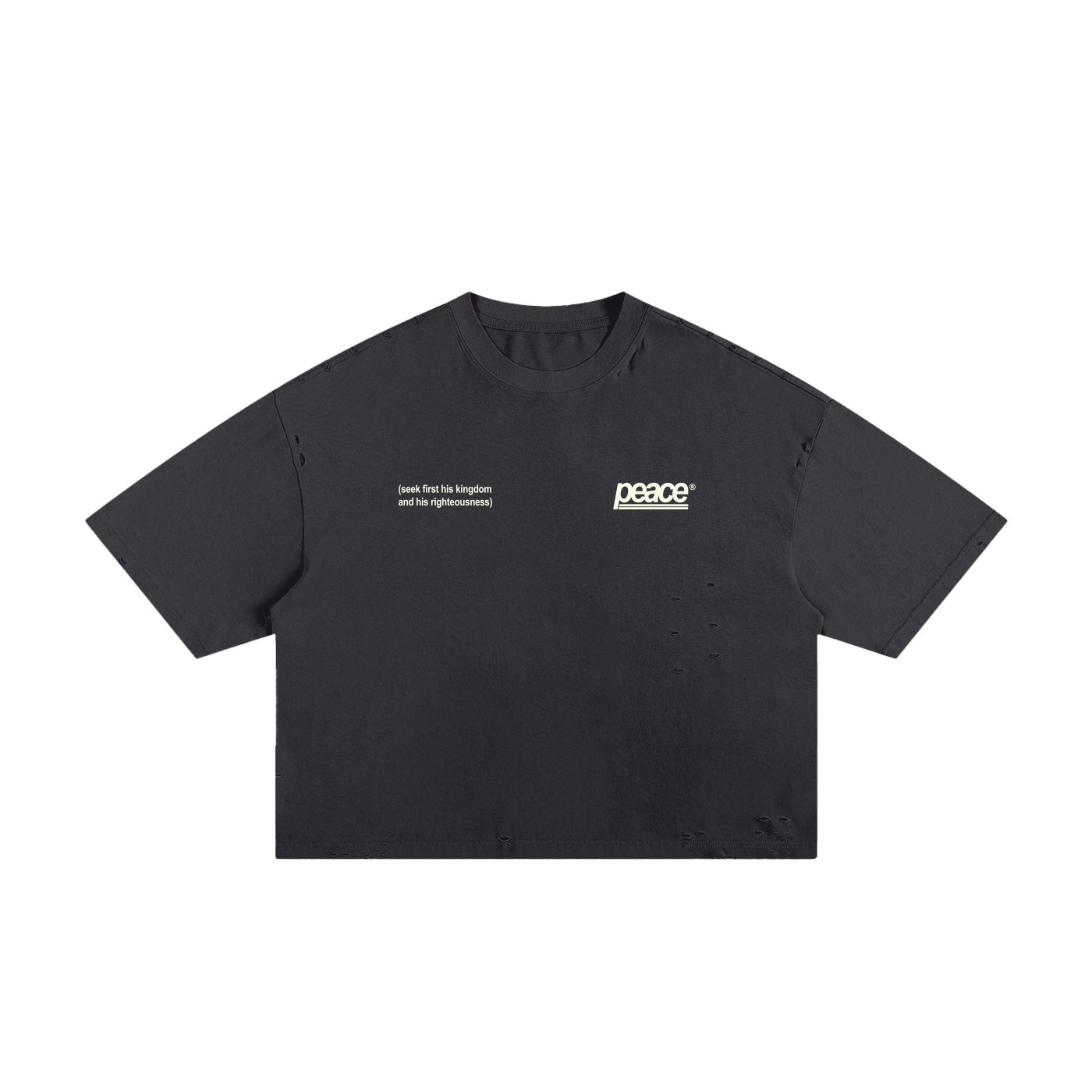 Heaven’s Passion Frayed Boxy Tee Wash Black | Peace® PEACE STORE
