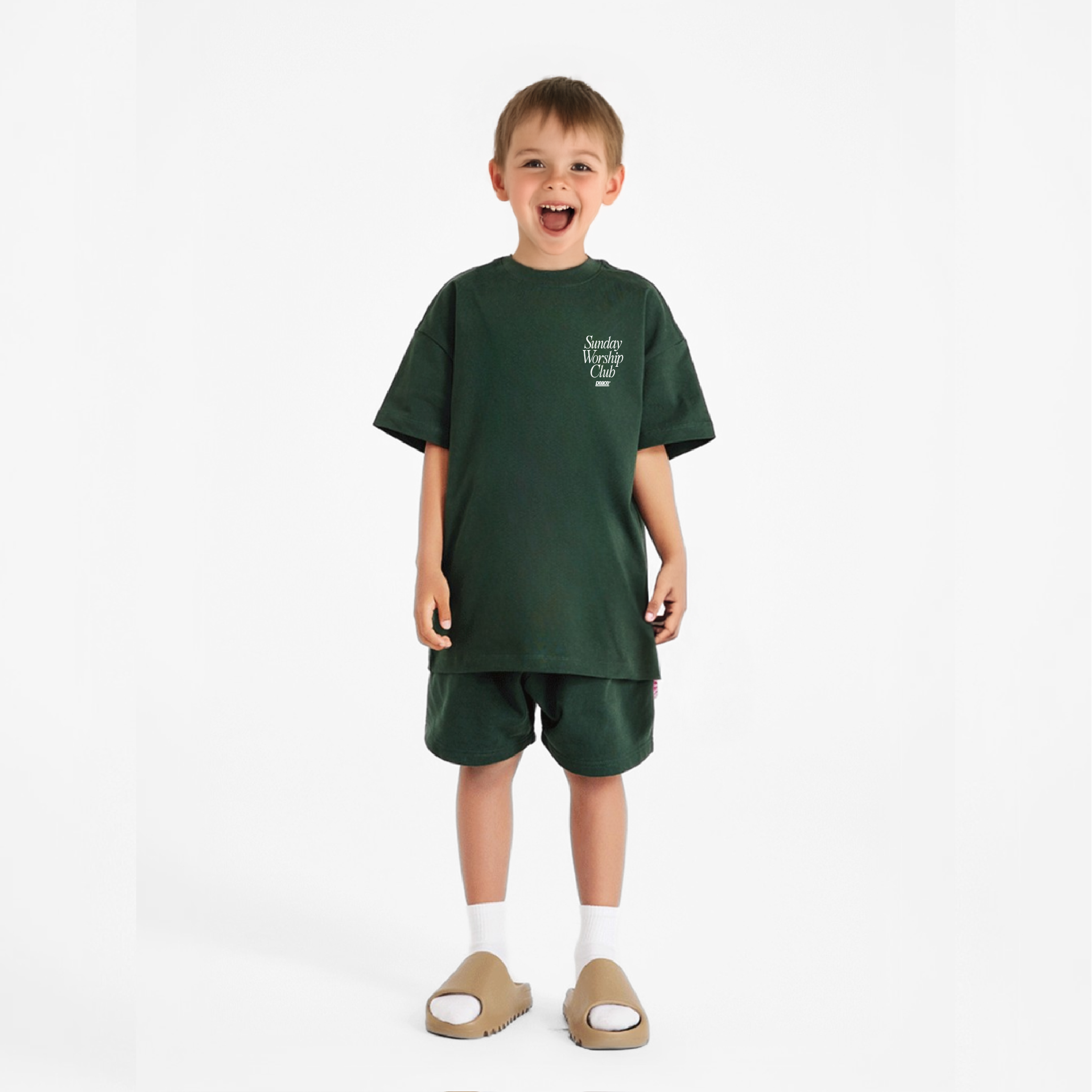 Kids Tee Sunday Worship Club Green | Peace® PEACE STORE