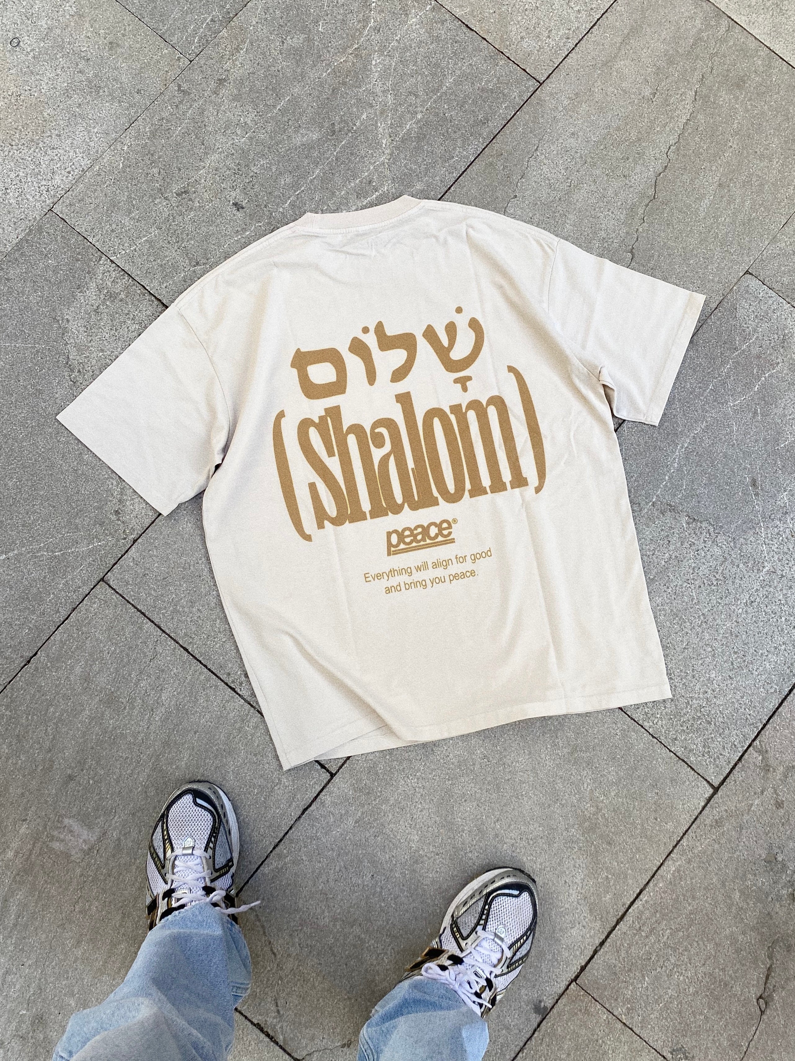 Shalom Official Beige Loose Fit Tee | Peace® PEACE STORE
