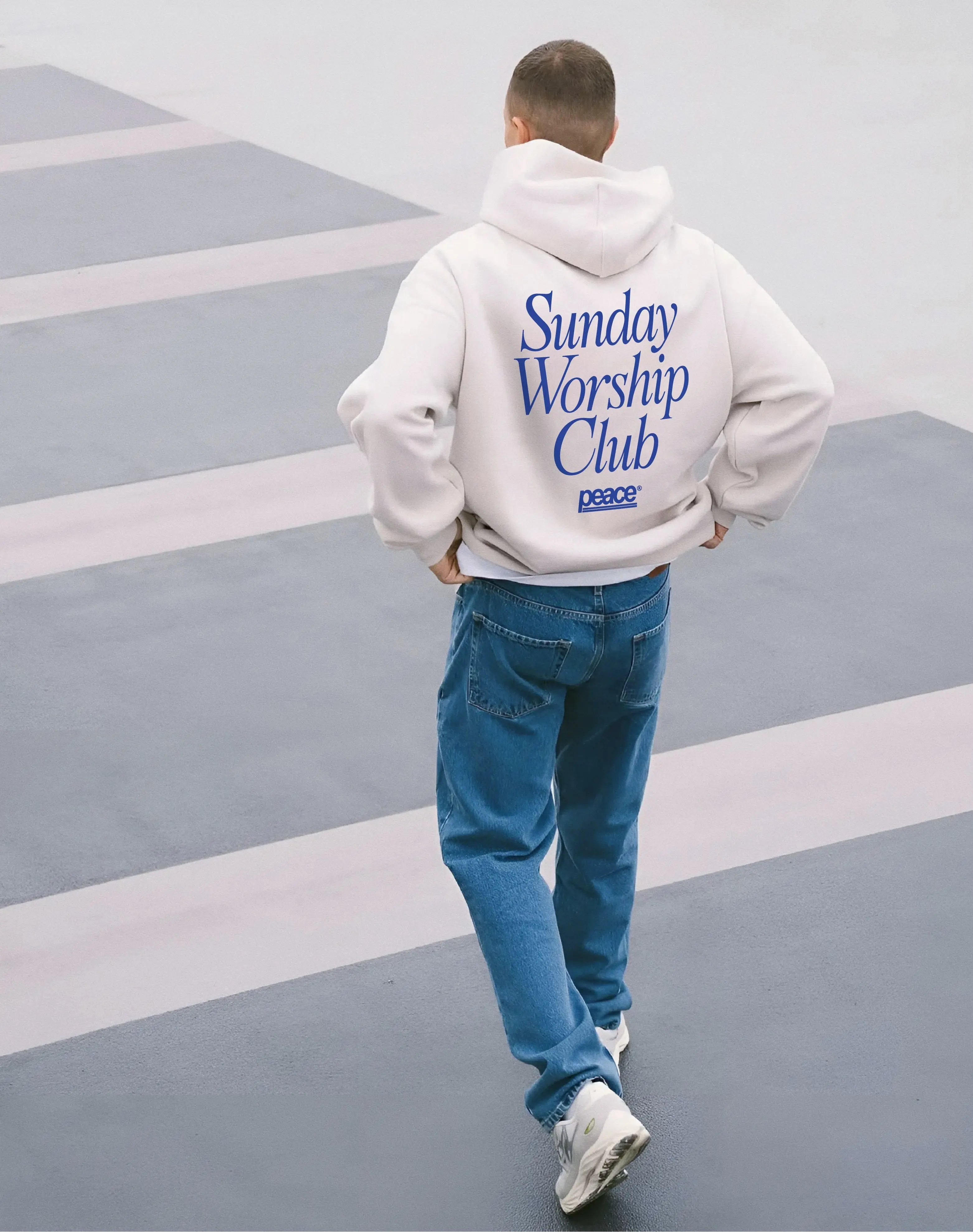 Sunday Worship Club White Oversized Heavyweight Hoodie | Peace® ODMPOD