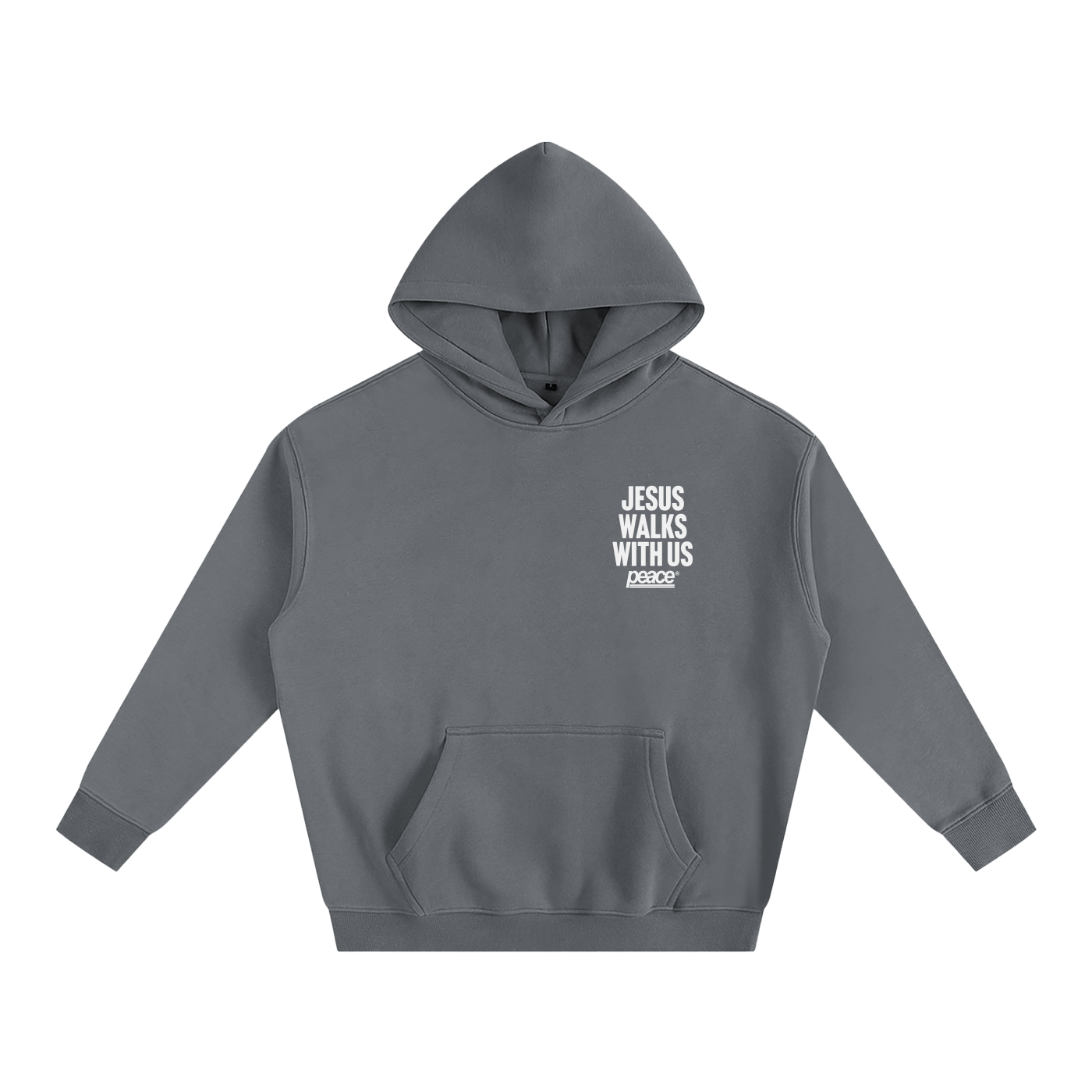 Jesus Walks With Us Gray Oversized Heavyweight Hoodie | Peace® ODMPOD