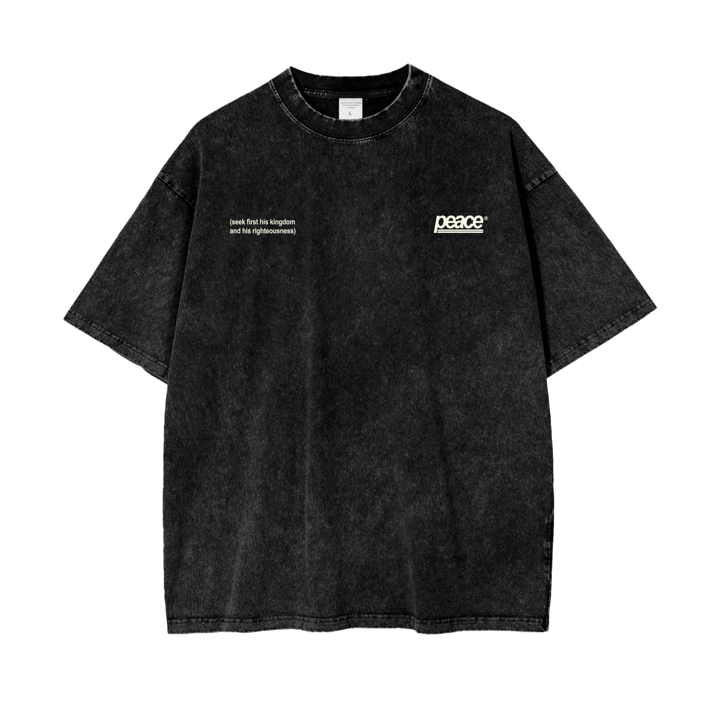 Heaven’s Passion Black Acid Washed Oversized Tee | Peace® PEACE STORE