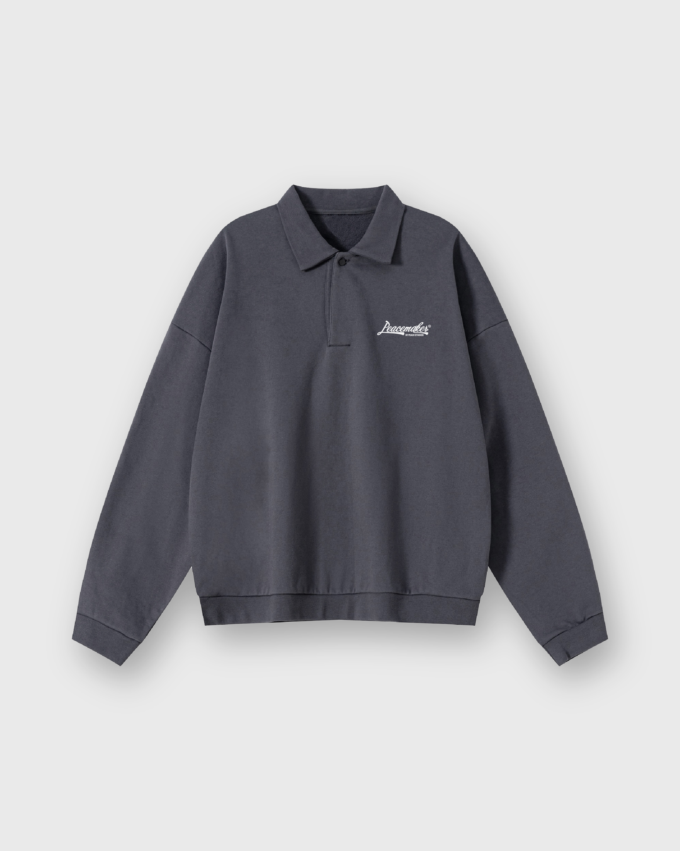 Peacemaker Heavyweight Gray Fleece Polo Sweatshirt | Peace®