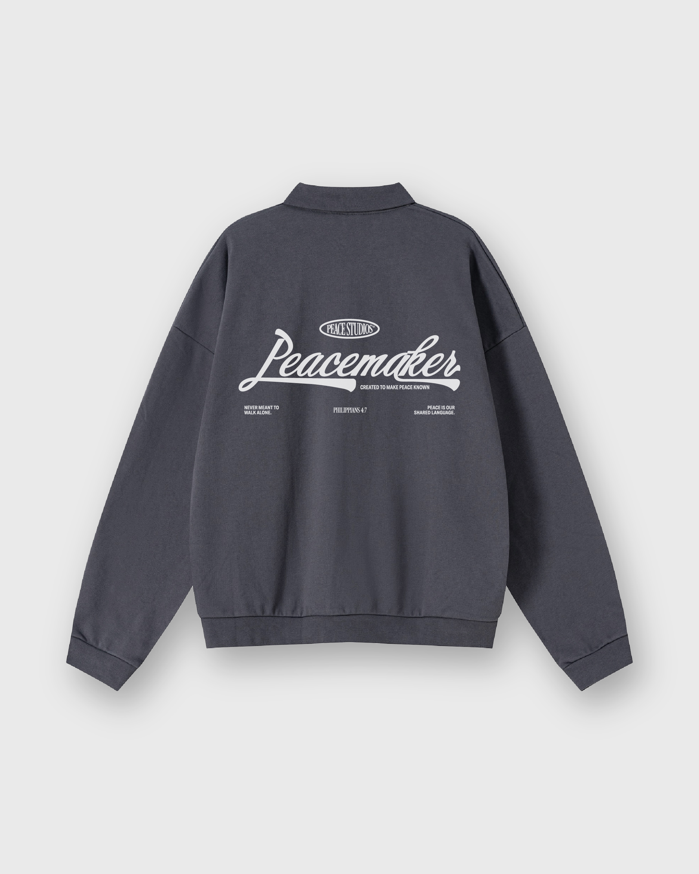 Peacemaker Heavyweight Gray Fleece Polo Sweatshirt | Peace®