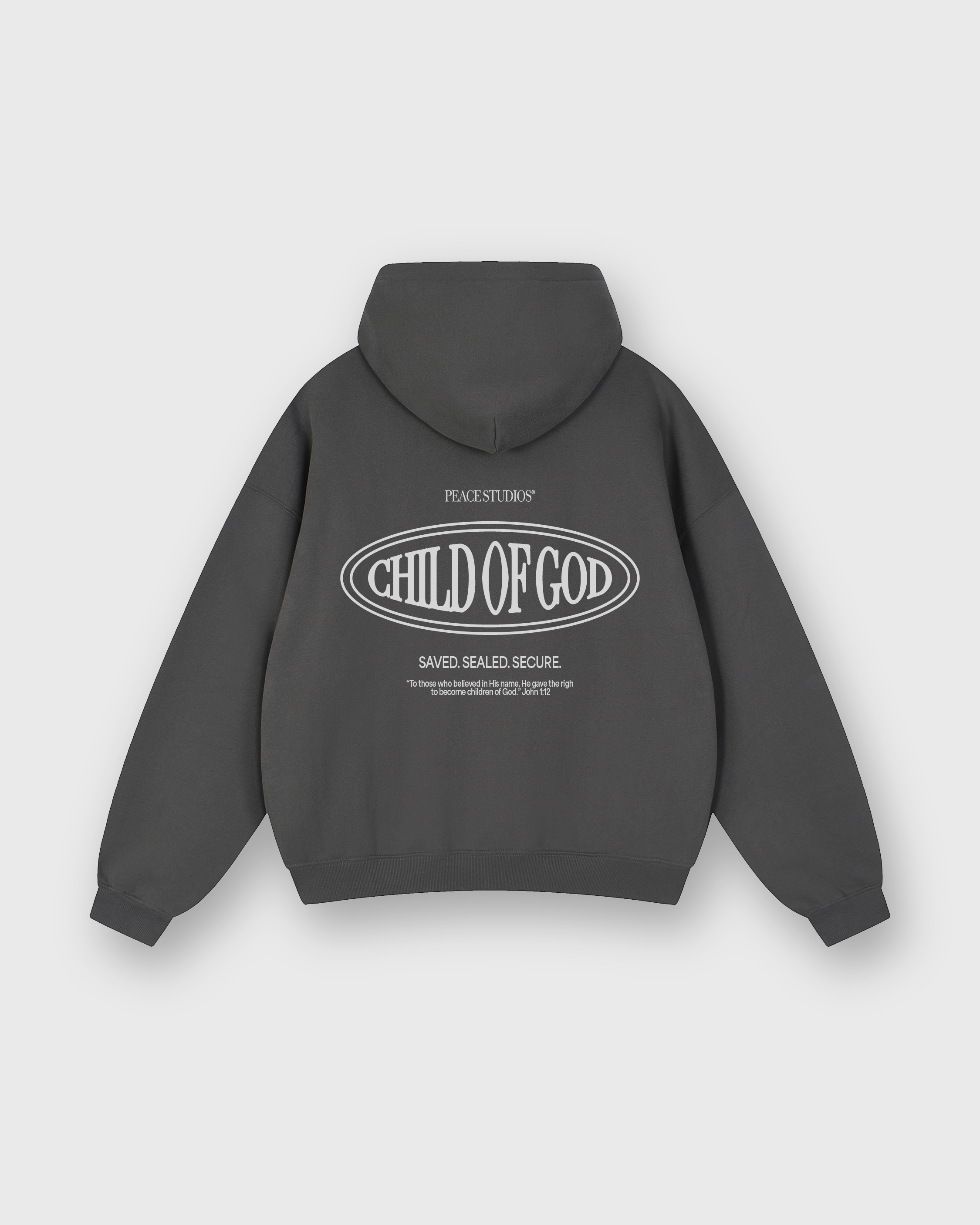 Child of God II Dark Gray Essential Oversized Fleece Boxy Hoodie | Peace®
