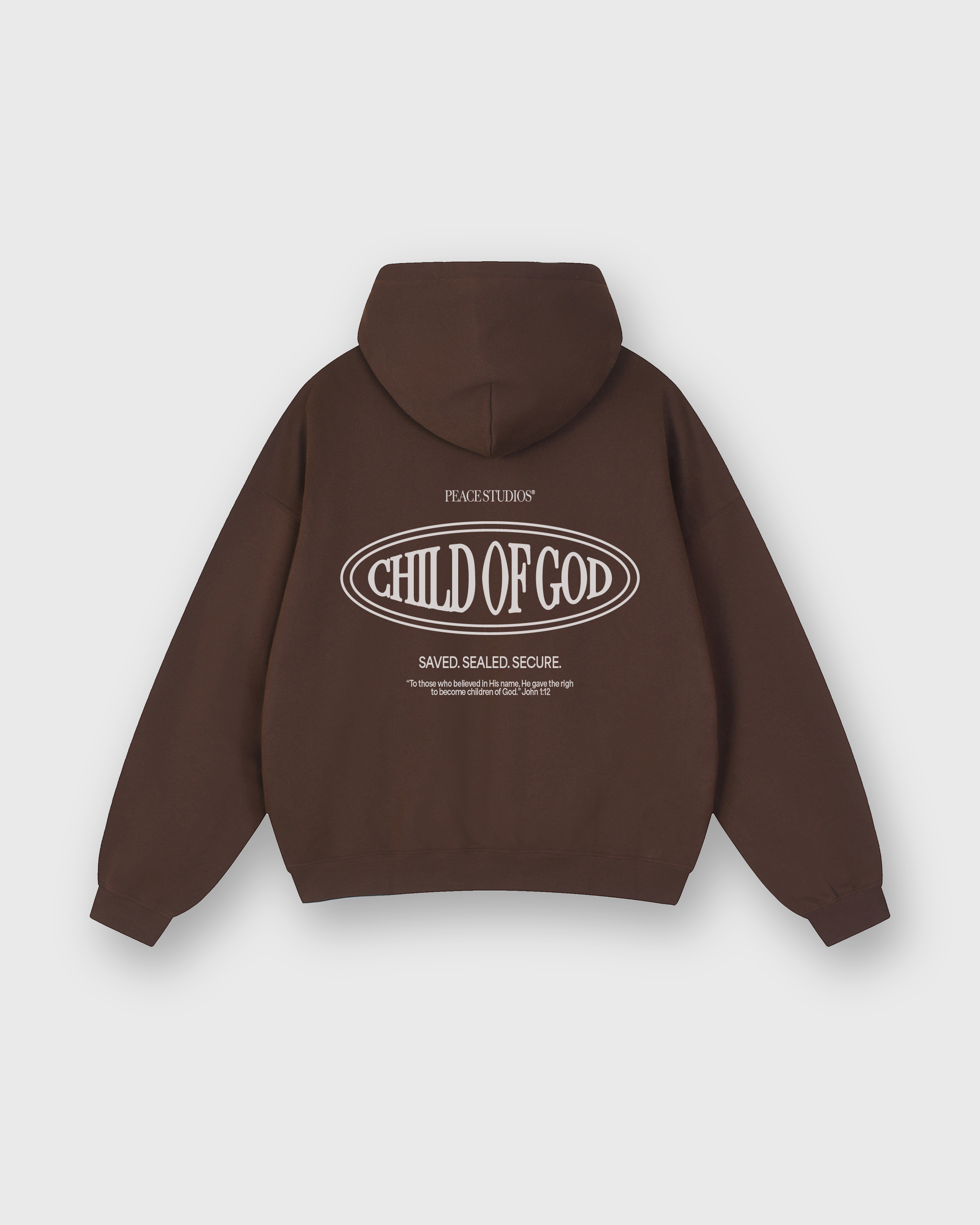 Child of God II Brown Essential Oversized Fleece Boxy Hoodie | Peace®