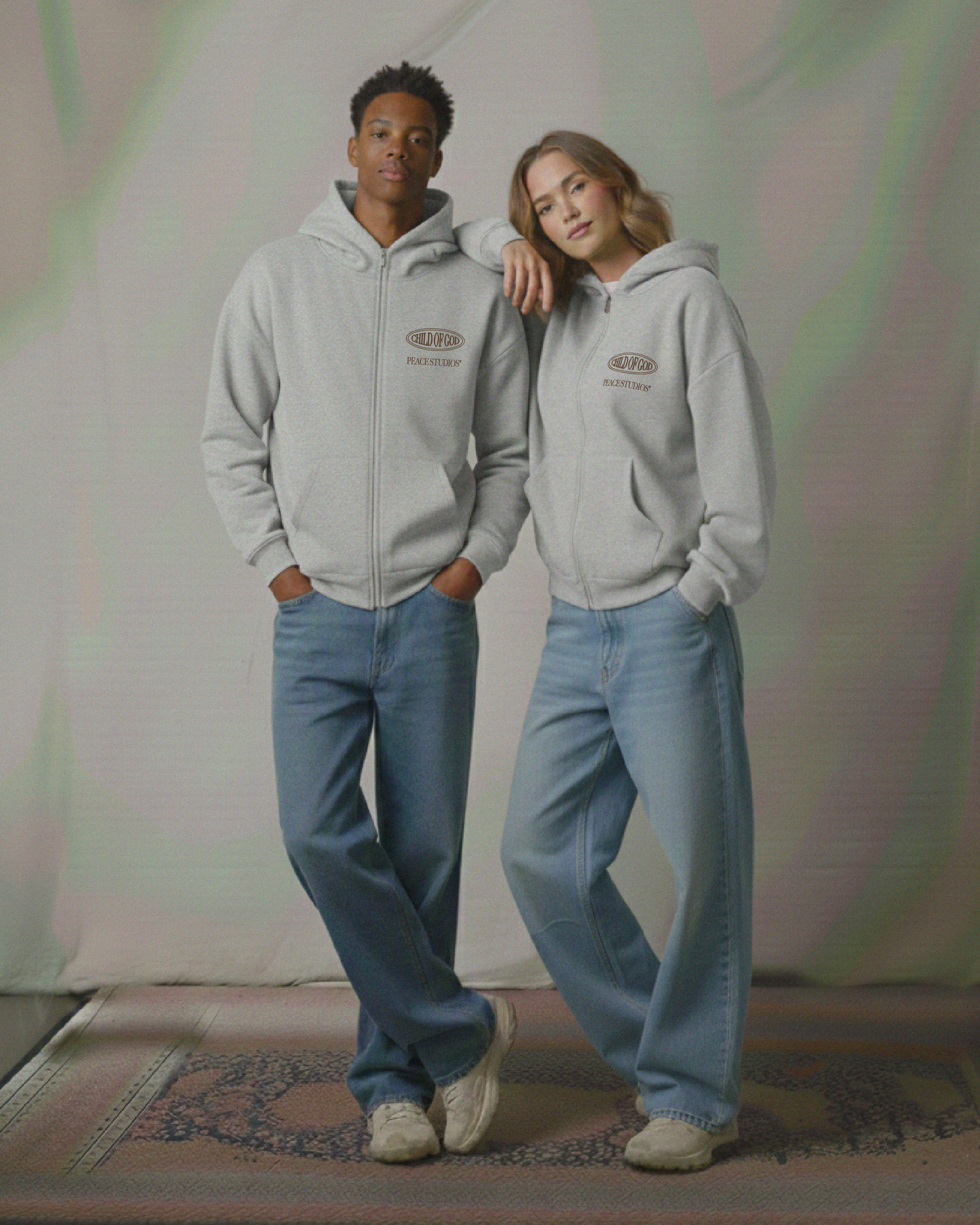 Child of God II Gray Essential Oversized Fleece Boxy Hoodie | Peace®