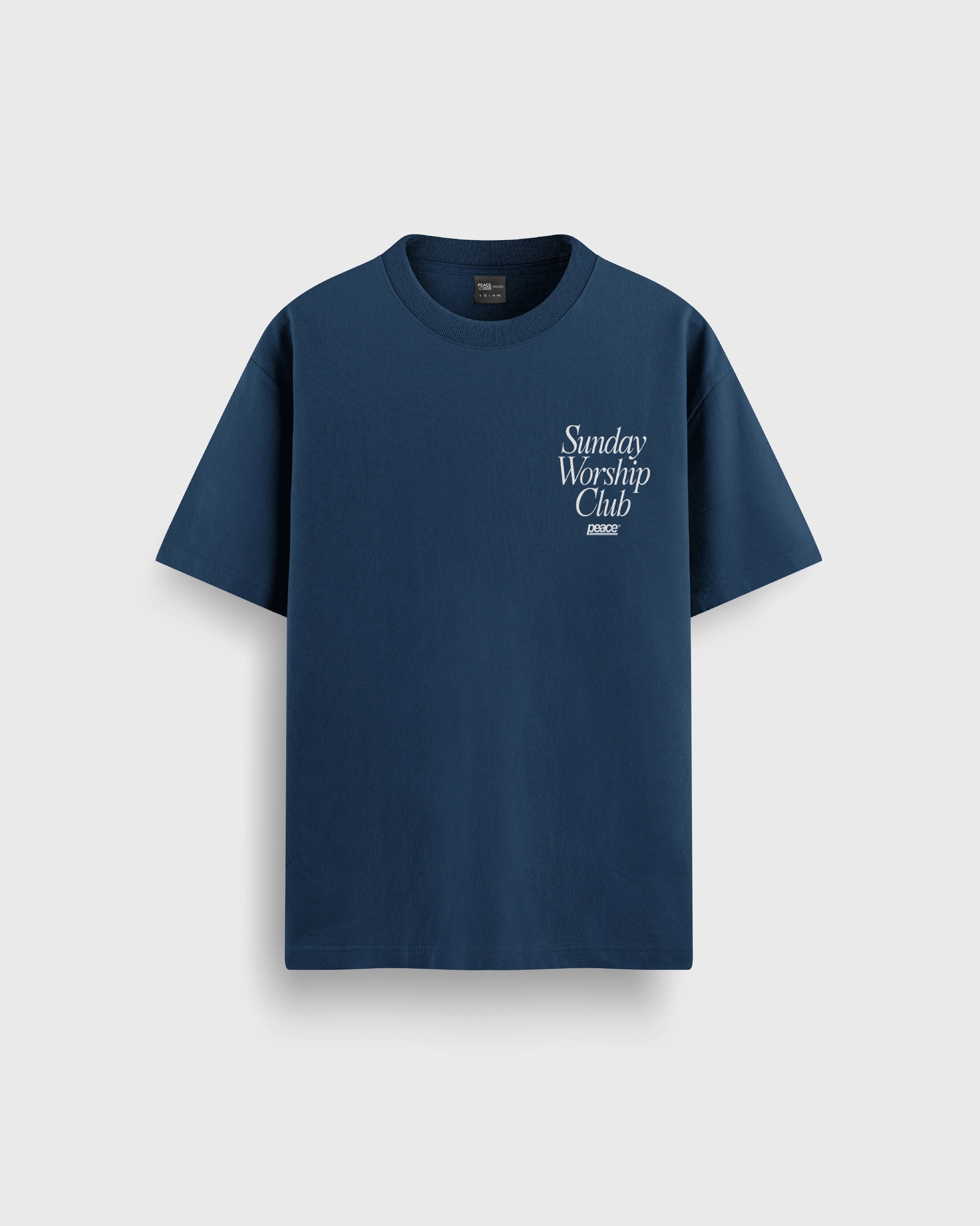 Sunday Worship Club Navy Blue Loose Fit Heavyweight Tee | Peace® ODMPOD