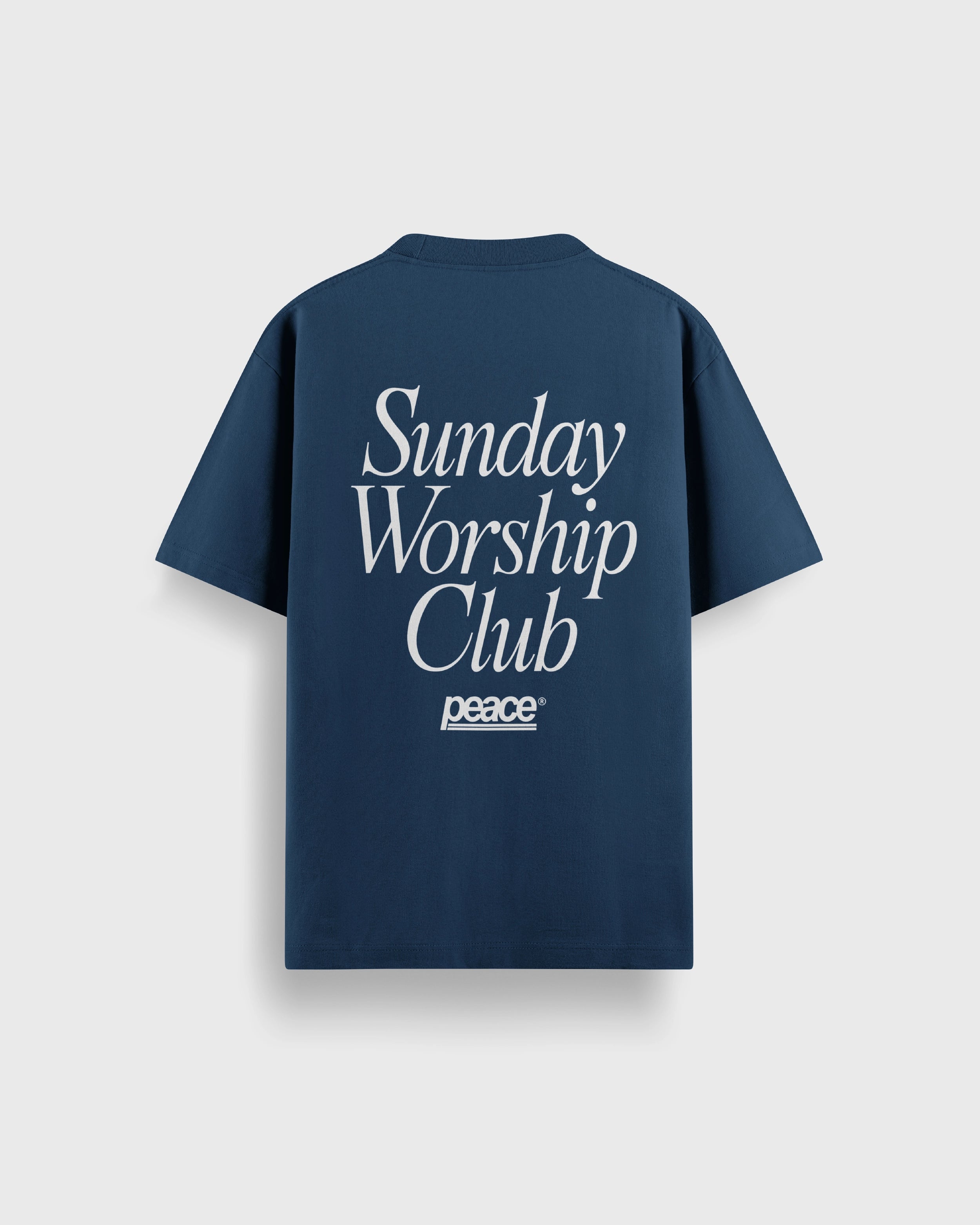 Sunday Worship Club Navy Blue Loose Fit Heavyweight Tee | Peace® ODMPOD