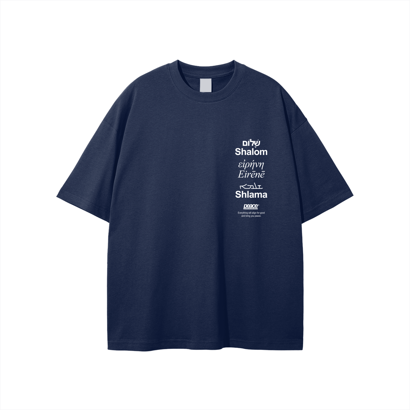 Shalom Basic Blue Loose Fit Tee | Peace® PEACE STORE