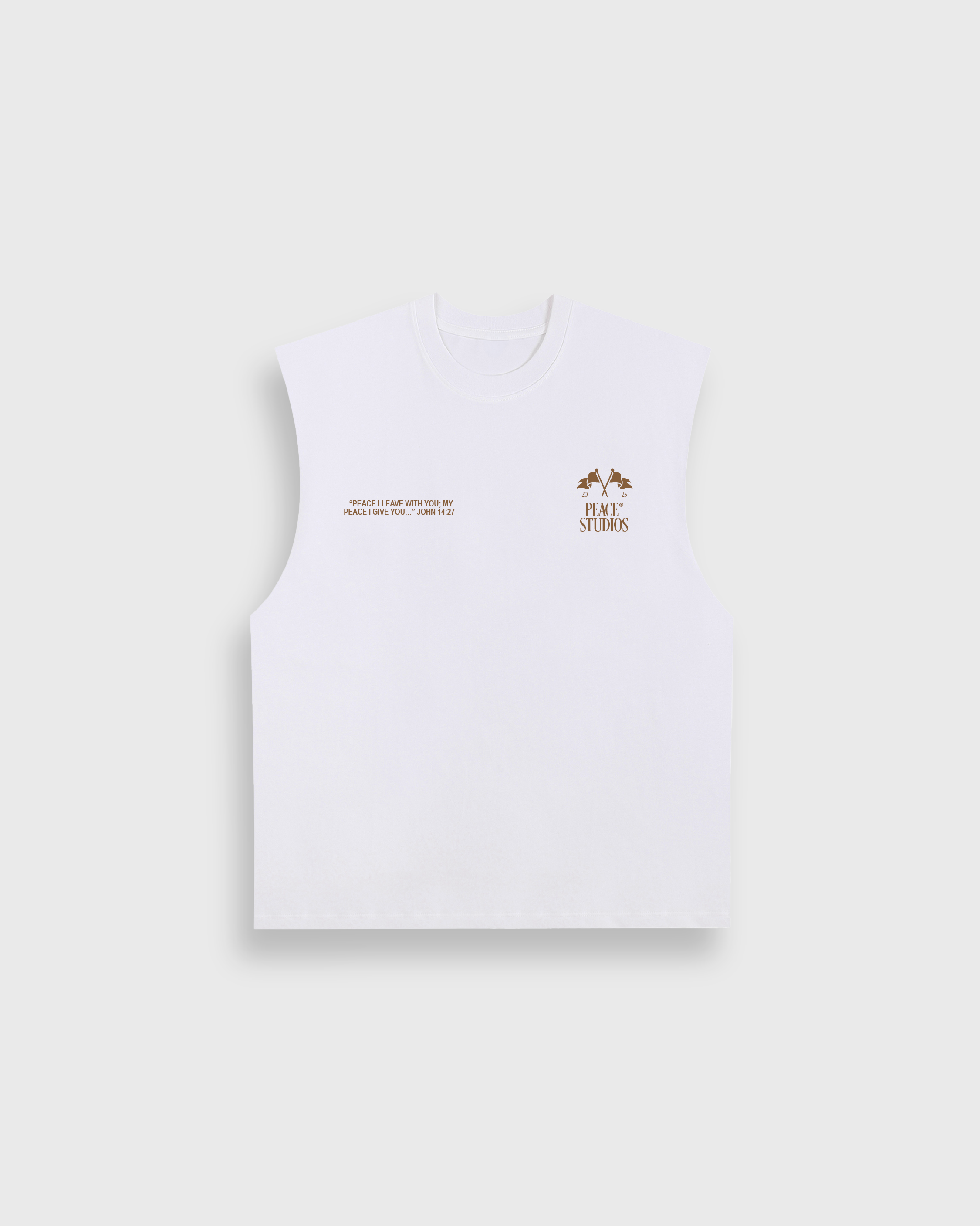 Know Jesus, Know Peace White Brown Raw Edge Tank Top | Peace®