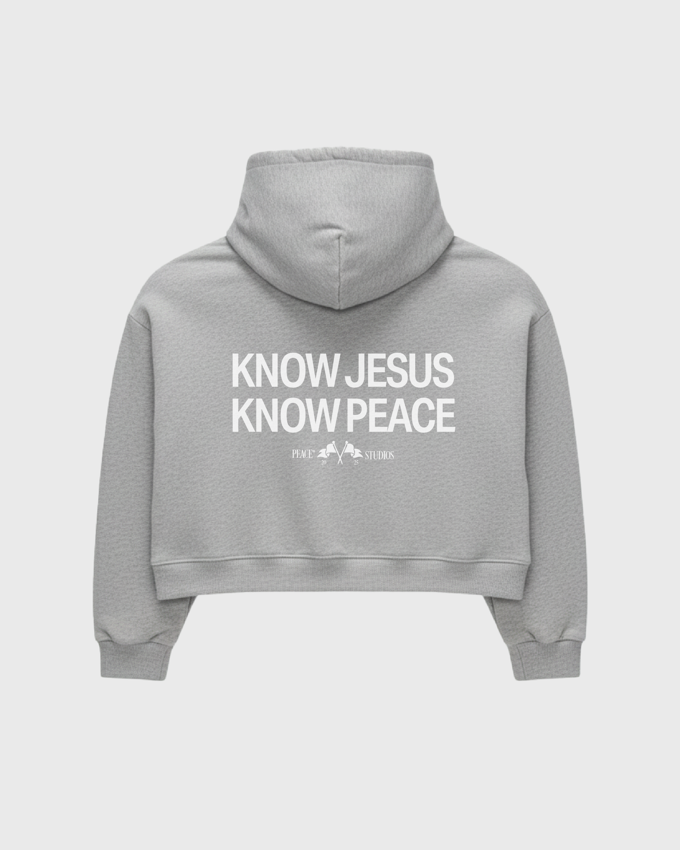 Know Jesus, Know Peace Premium Gray Boxy Hoodie | Peace®