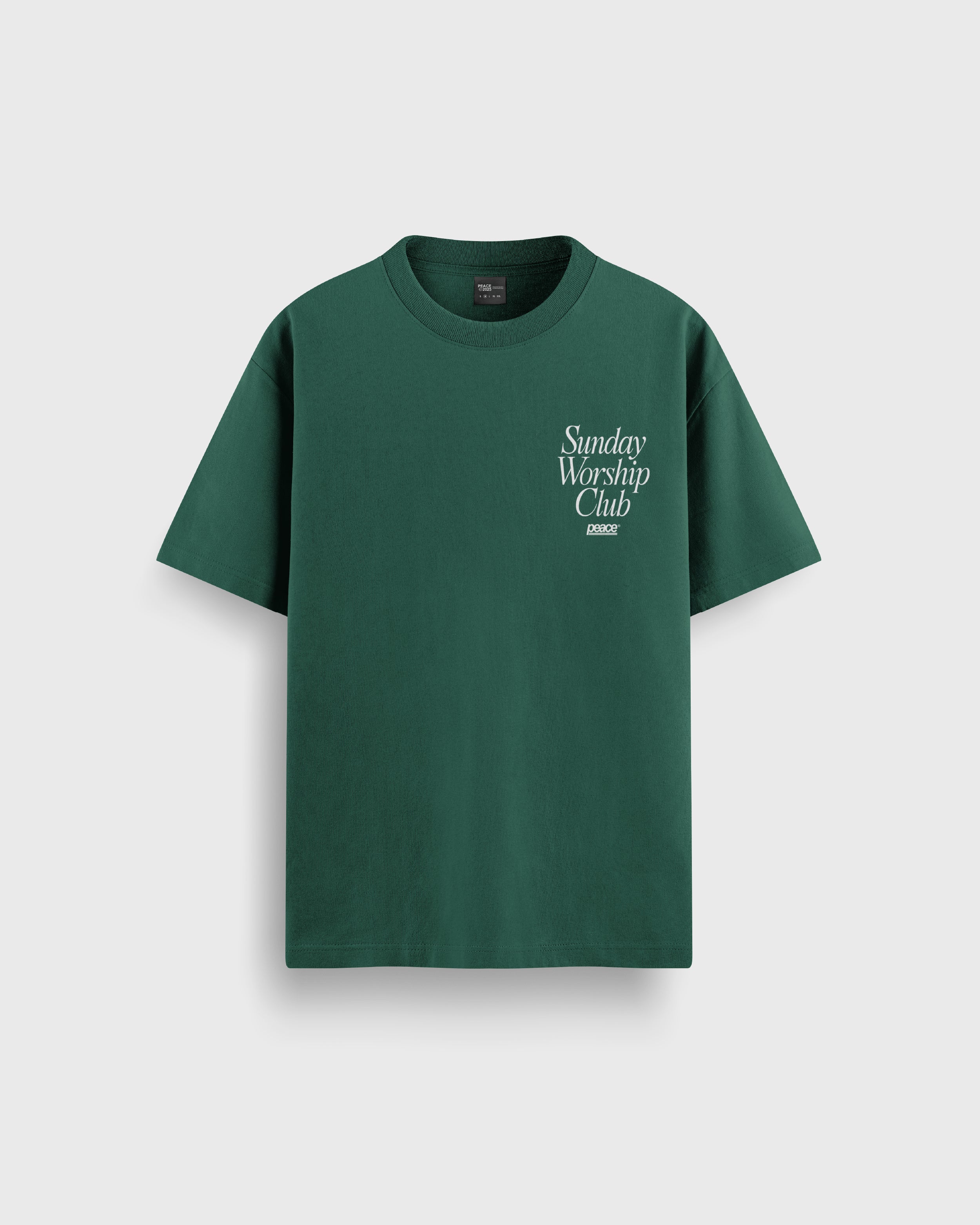 Sunday Worship Club Green Loose Fit Heavyweight Tee | Peace® ODMPOD