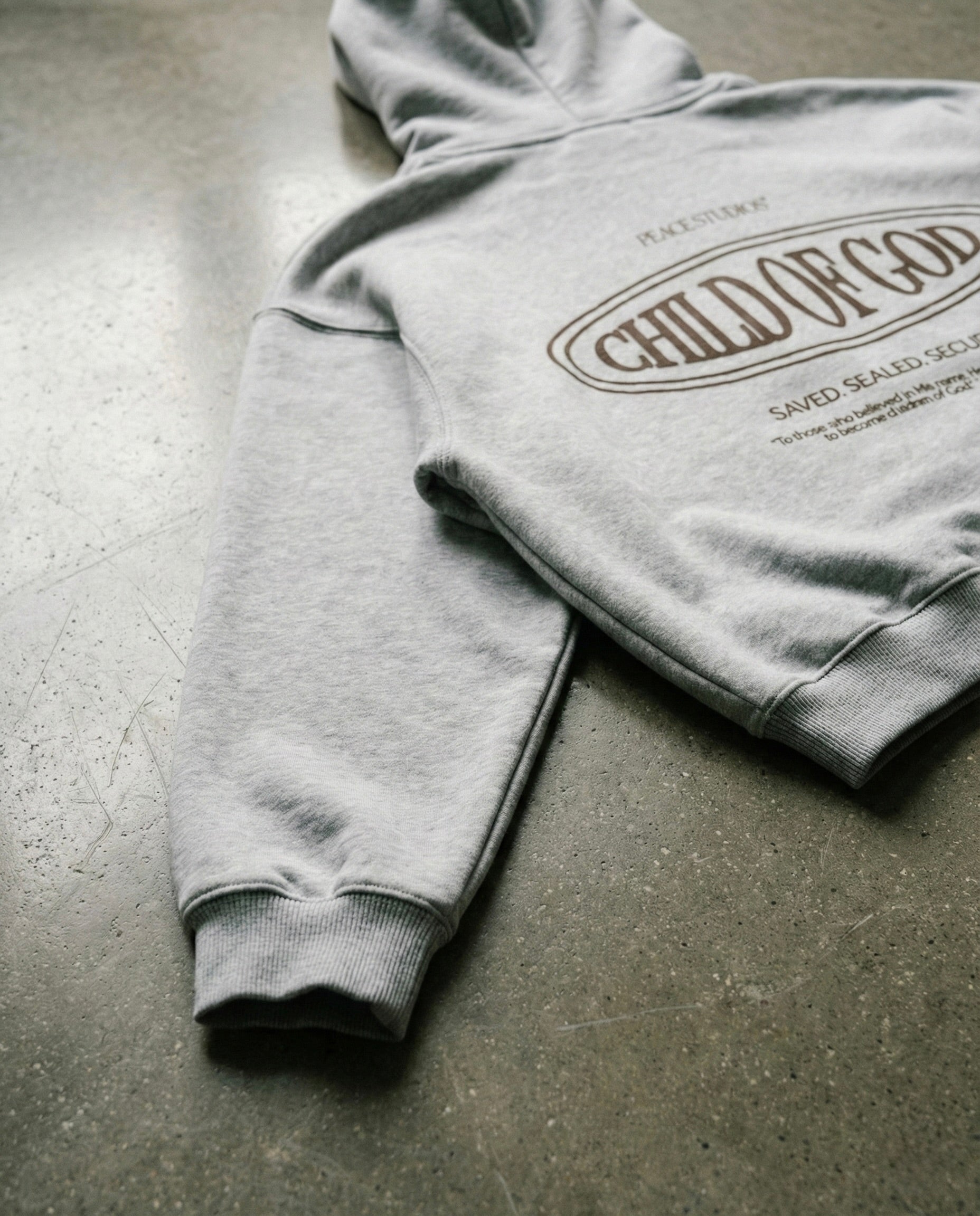 Child of God II Gray Essential Oversized Fleece Boxy Hoodie | Peace®