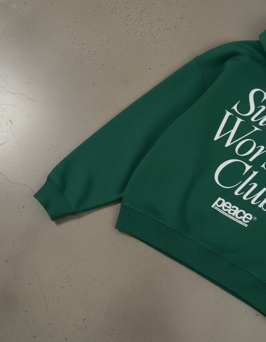 Sunday Worship Club Green Oversized Heavyweight Hoodie | Peace®