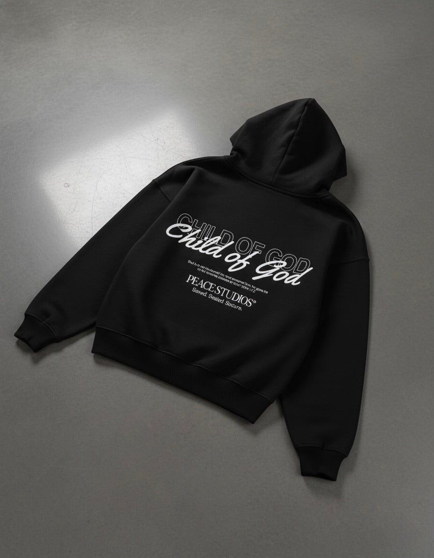 Child of God Black Oversized Heavyweight Hoodie | Peace®