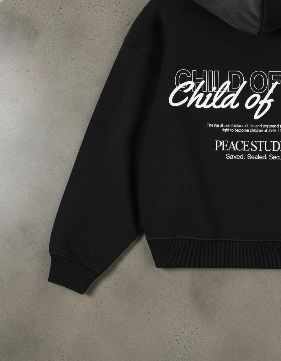 Child of God Black Oversized Heavyweight Hoodie | Peace®